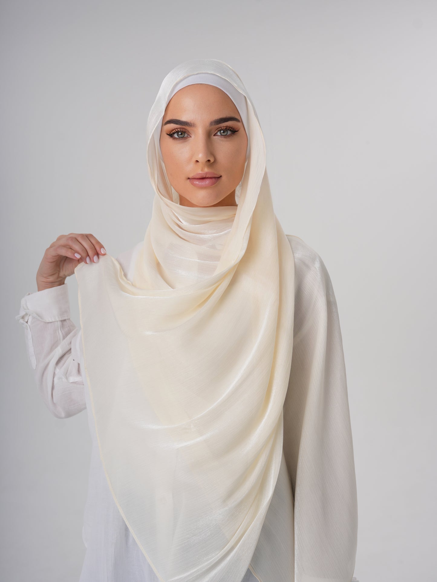 LUXURY ORGANZA SHIMMER HIJAB - CREAM