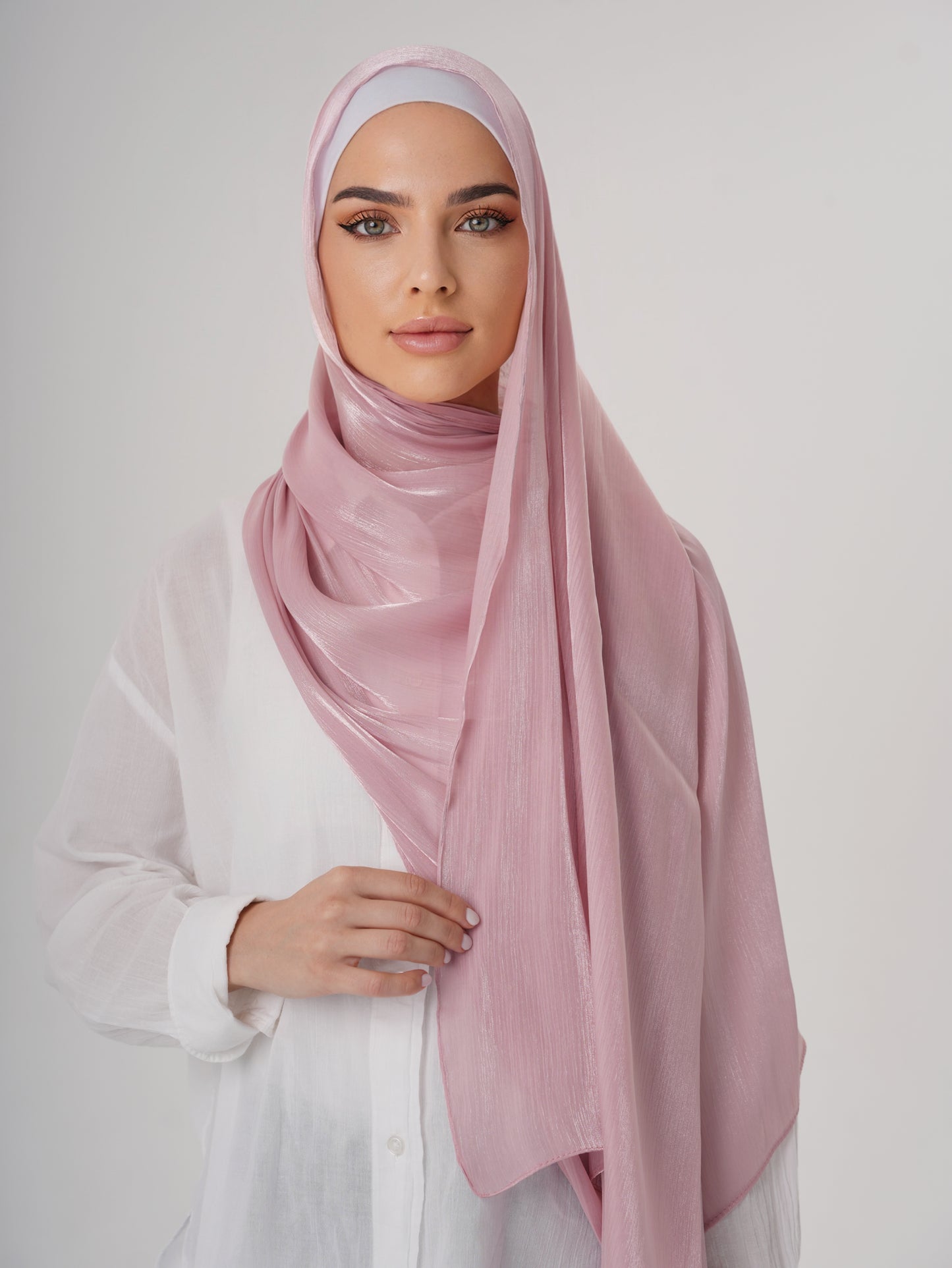 LUXURY ORGANZA SHIMMER HIJAB - ROSE PINK