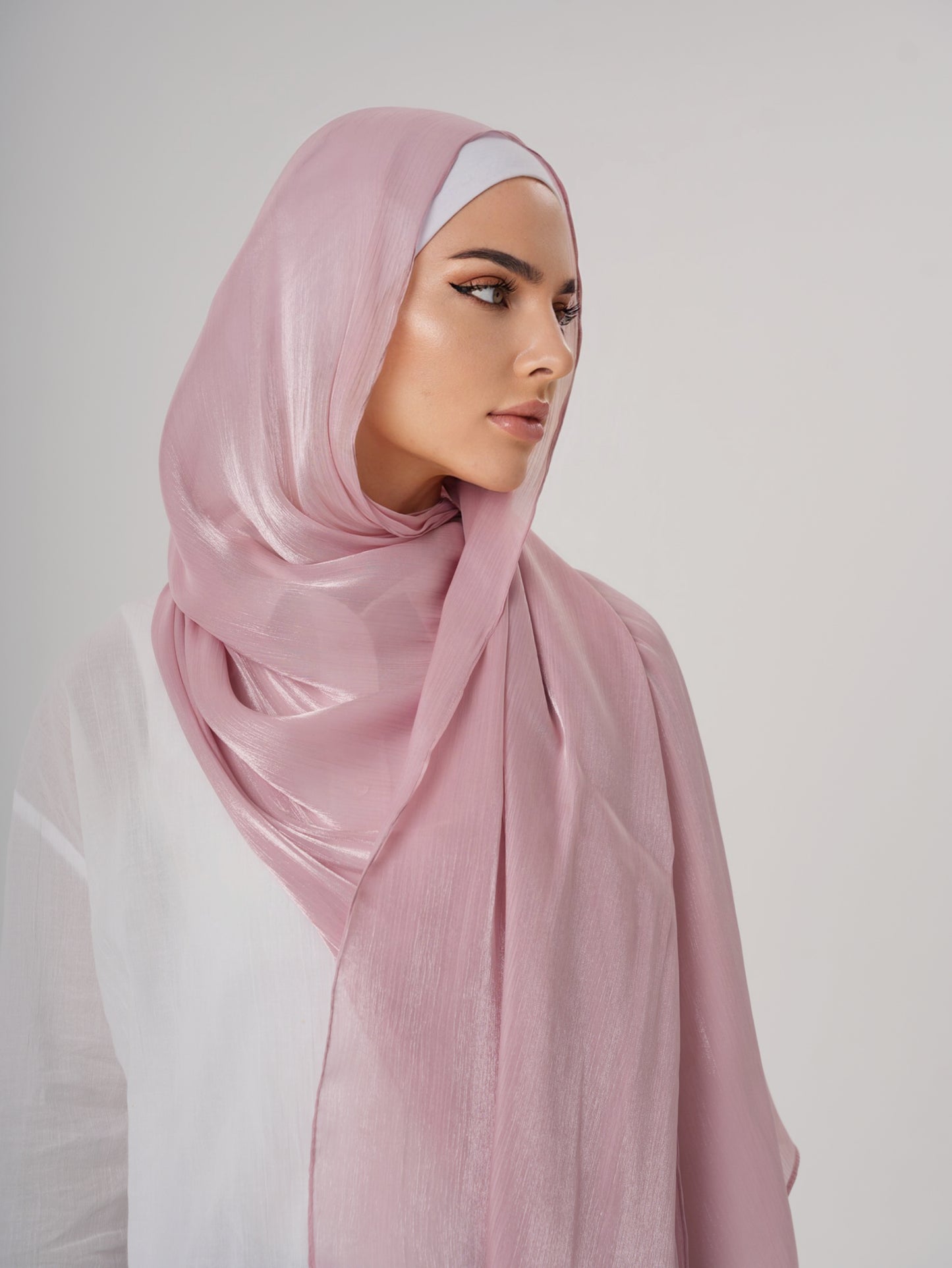 LUXURY ORGANZA SHIMMER HIJAB - ROSE PINK