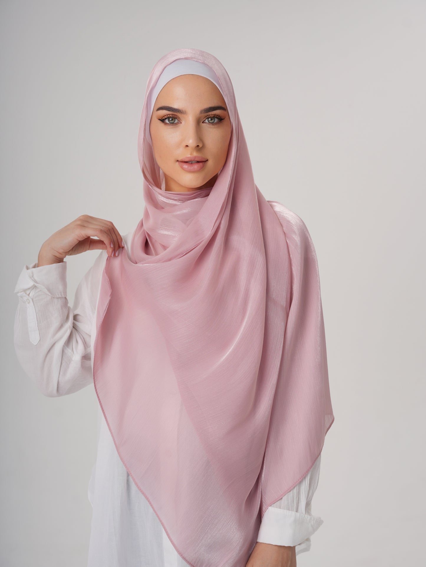 LUXURY ORGANZA SHIMMER HIJAB - ROSE PINK