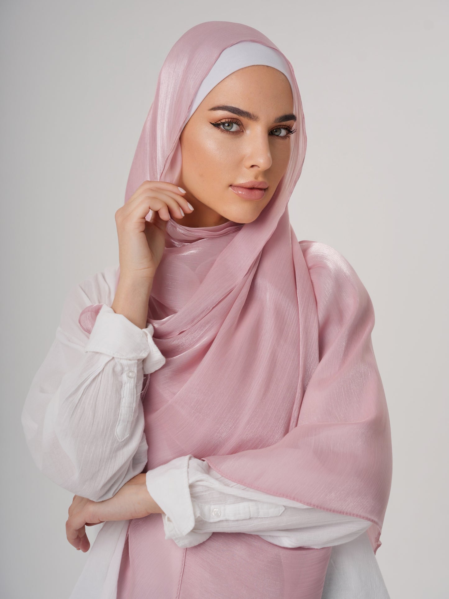 LUXURY ORGANZA SHIMMER HIJAB - ROSE PINK