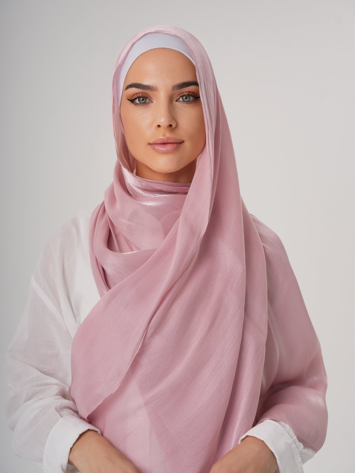 LUXURY ORGANZA SHIMMER HIJAB - ROSE PINK