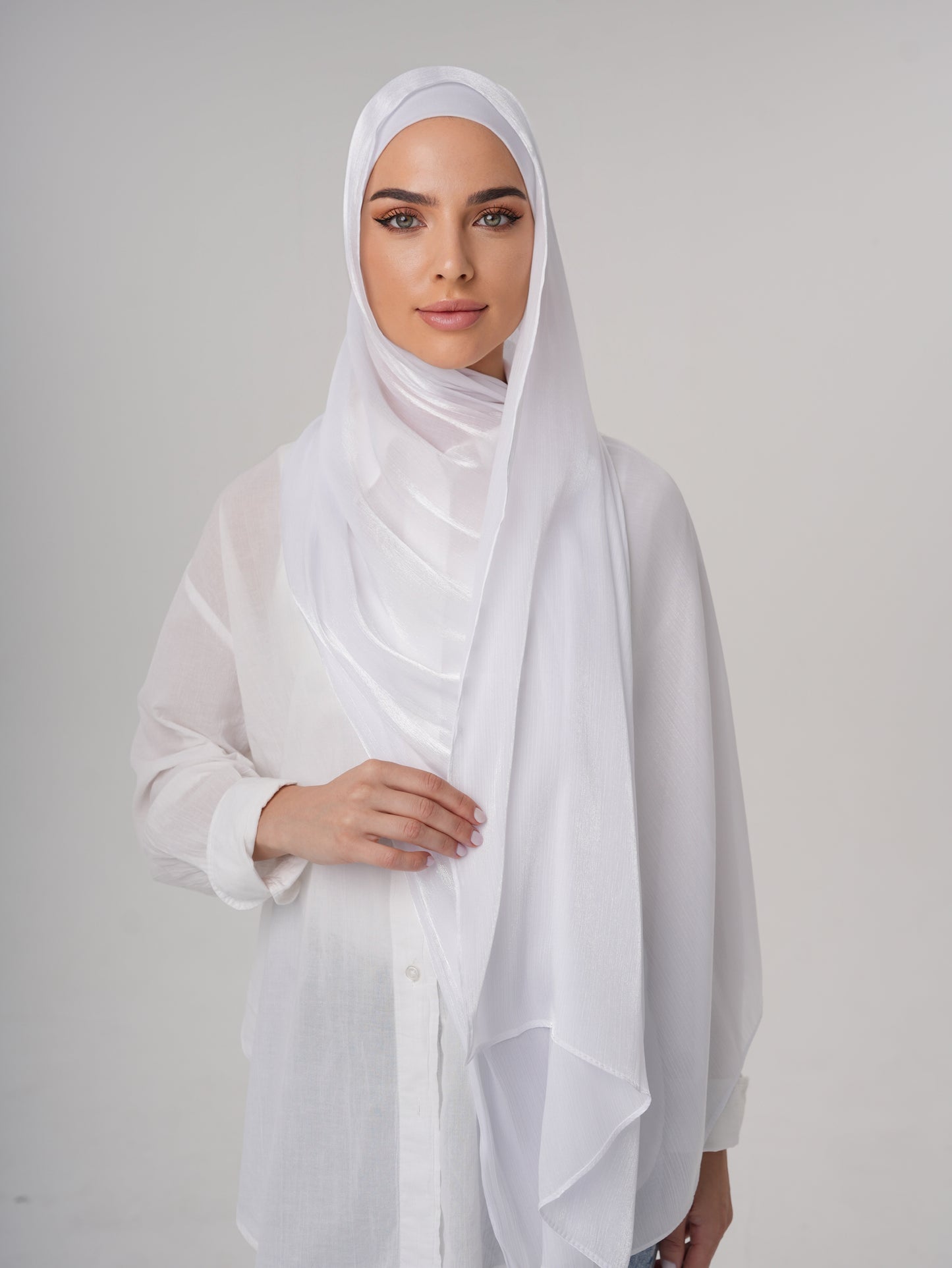 LUXURY ORGANZA SHIMMER HIJAB - WHITE