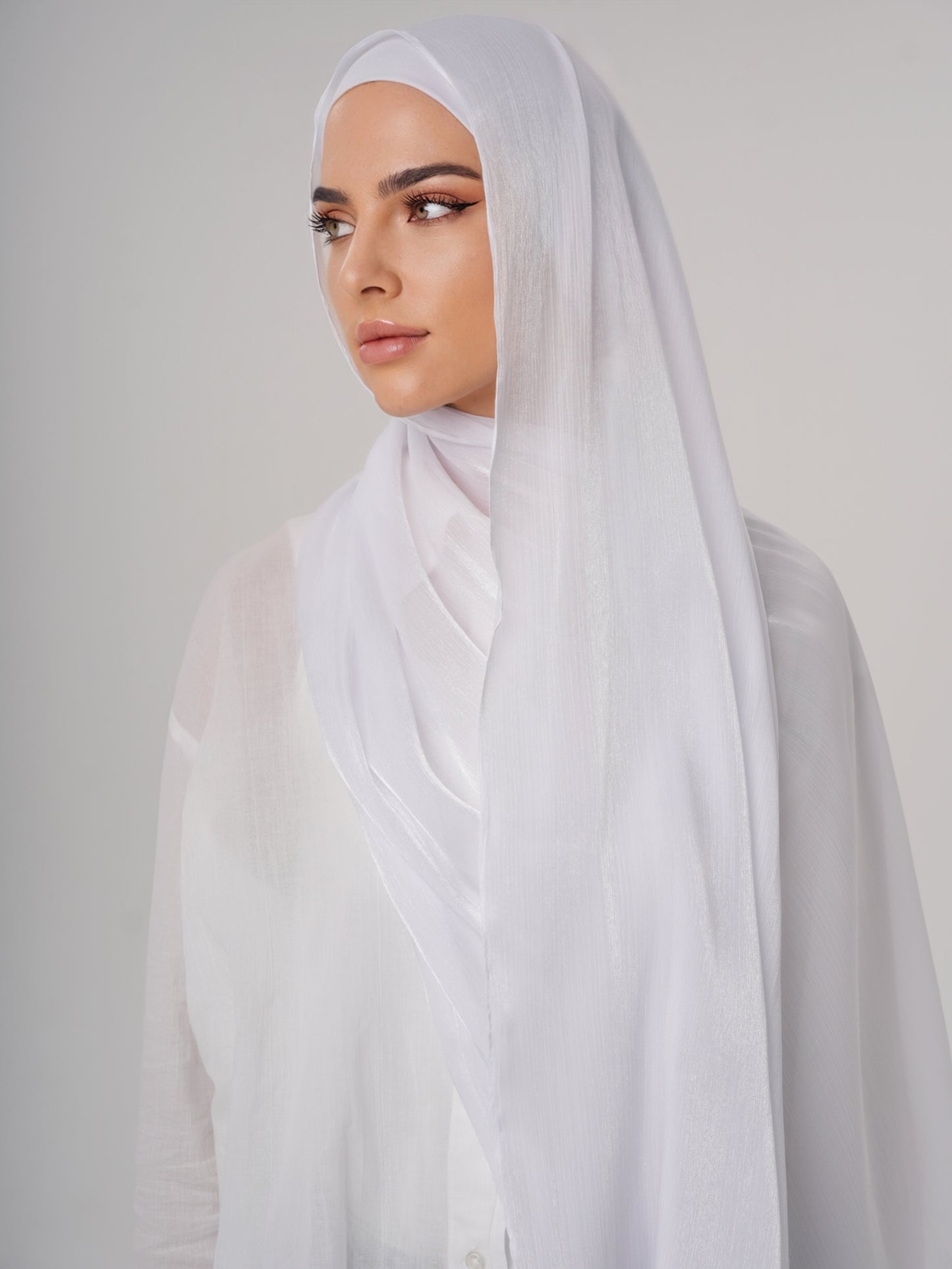 LUXURY ORGANZA SHIMMER HIJAB - WHITE
