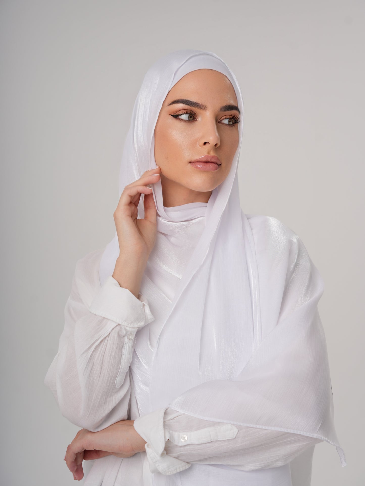 LUXURY ORGANZA SHIMMER HIJAB - WHITE