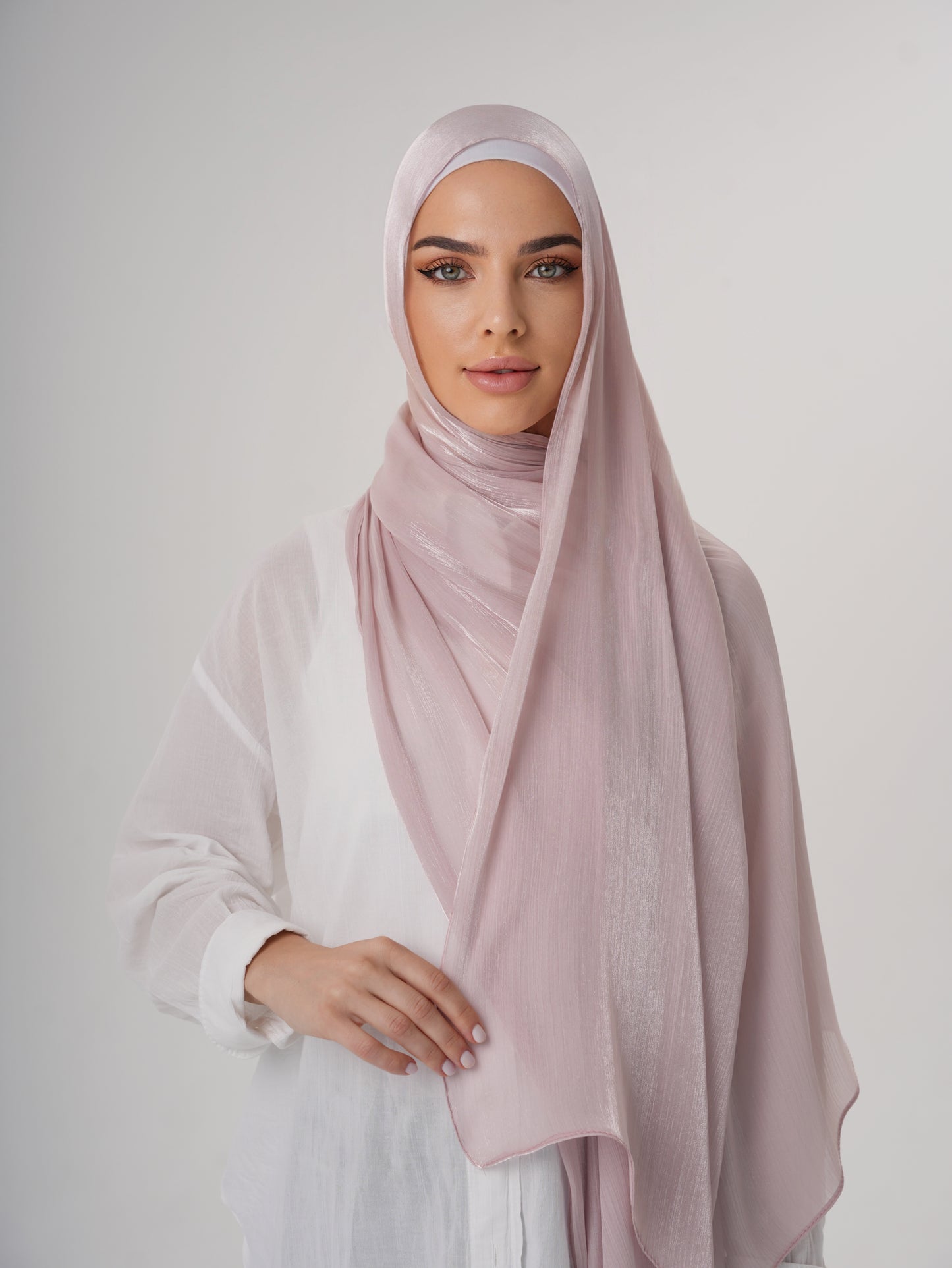 LUXURY ORGANZA SHIMMER HIJAB - PINK BLUSH
