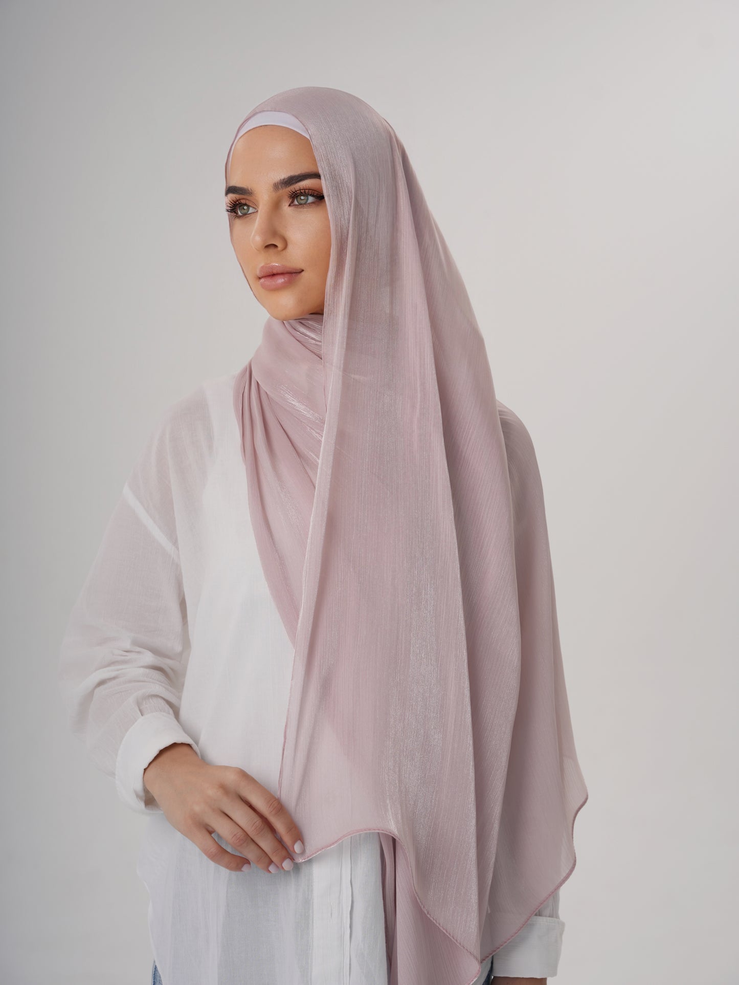 LUXURY ORGANZA SHIMMER HIJAB - PINK BLUSH