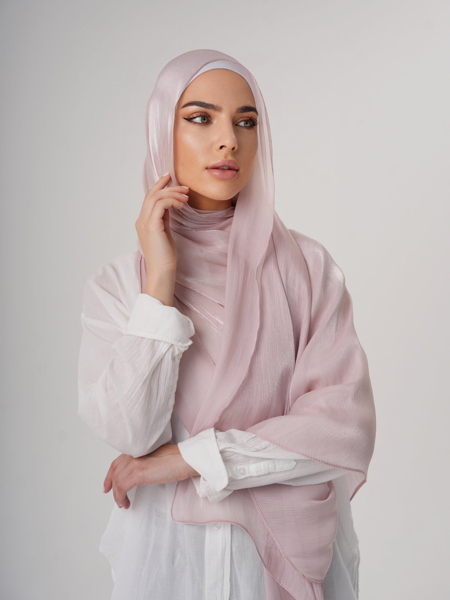 LUXURY ORGANZA SHIMMER HIJAB - PINK BLUSH