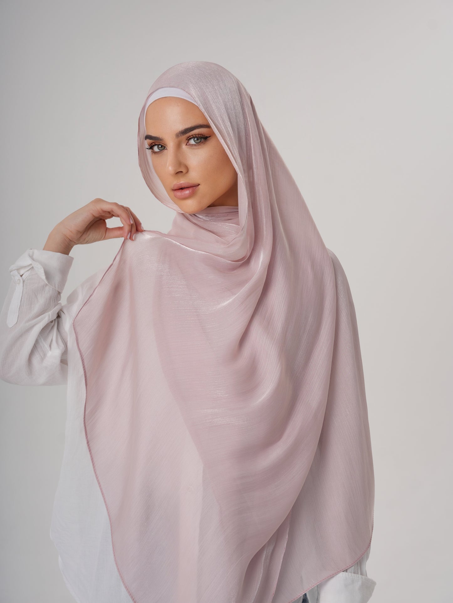 LUXURY ORGANZA SHIMMER HIJAB - PINK BLUSH