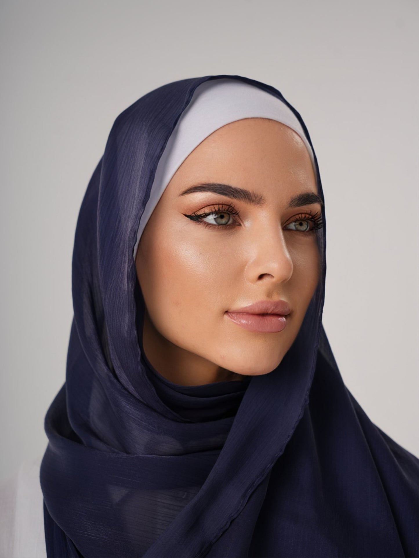 LUXURY ORGANZA SHIMMER HIJAB - NAVY BLUE