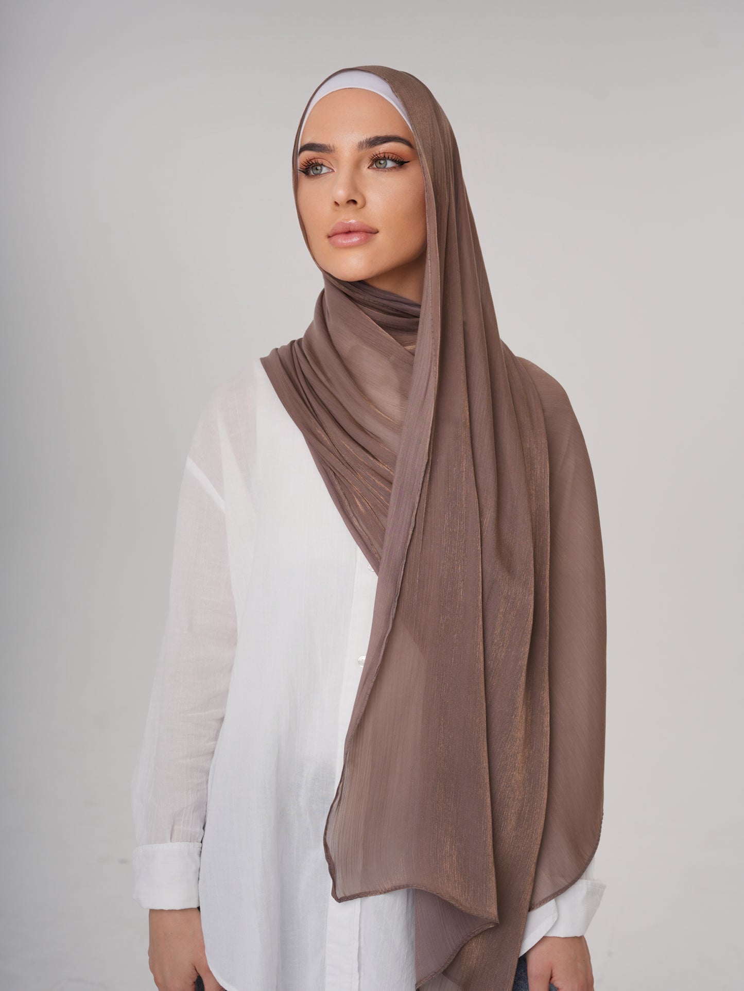 LUXURY ORGANZA SHIMMER HIJAB - CEDAR