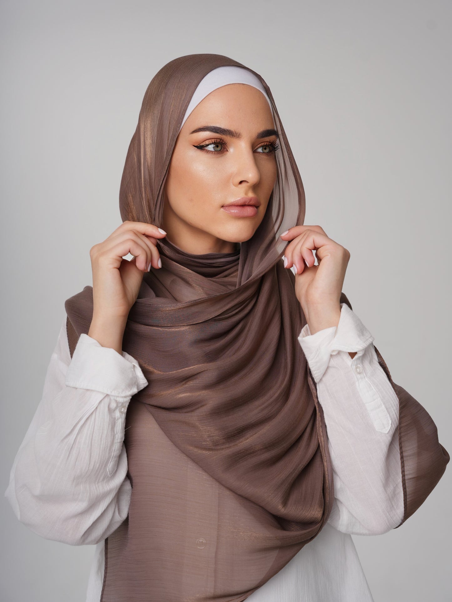 LUXURY ORGANZA SHIMMER HIJAB - CEDAR