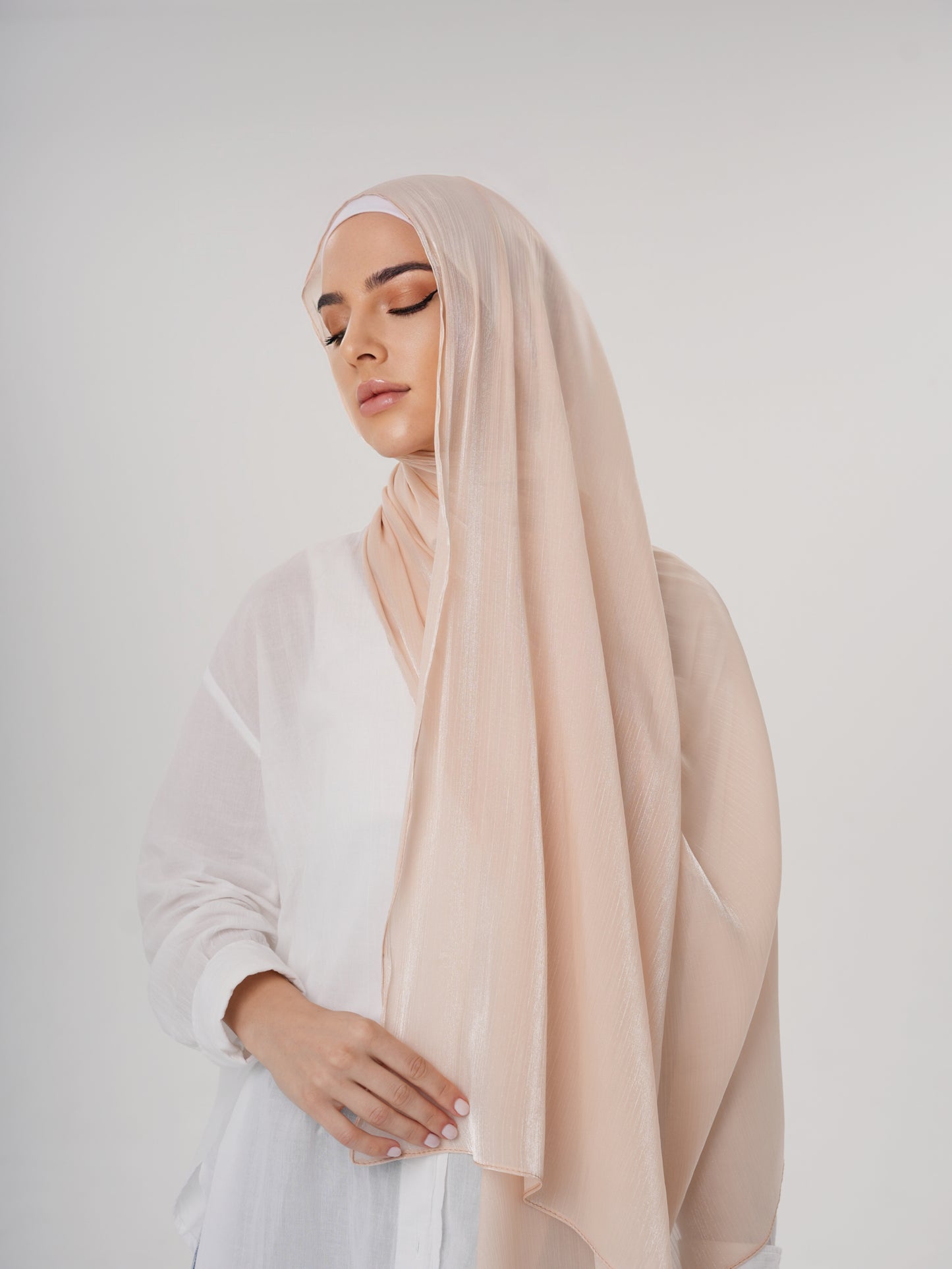 LUXURY ORGANZA SHIMMER HIJAB - SKIN