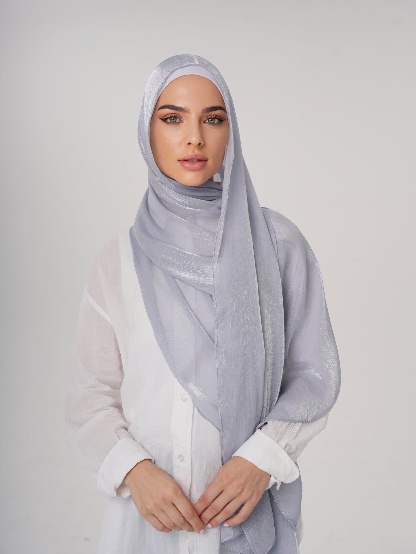 LUXURY ORGANZA SHIMMER HIJAB - ICY BLUE