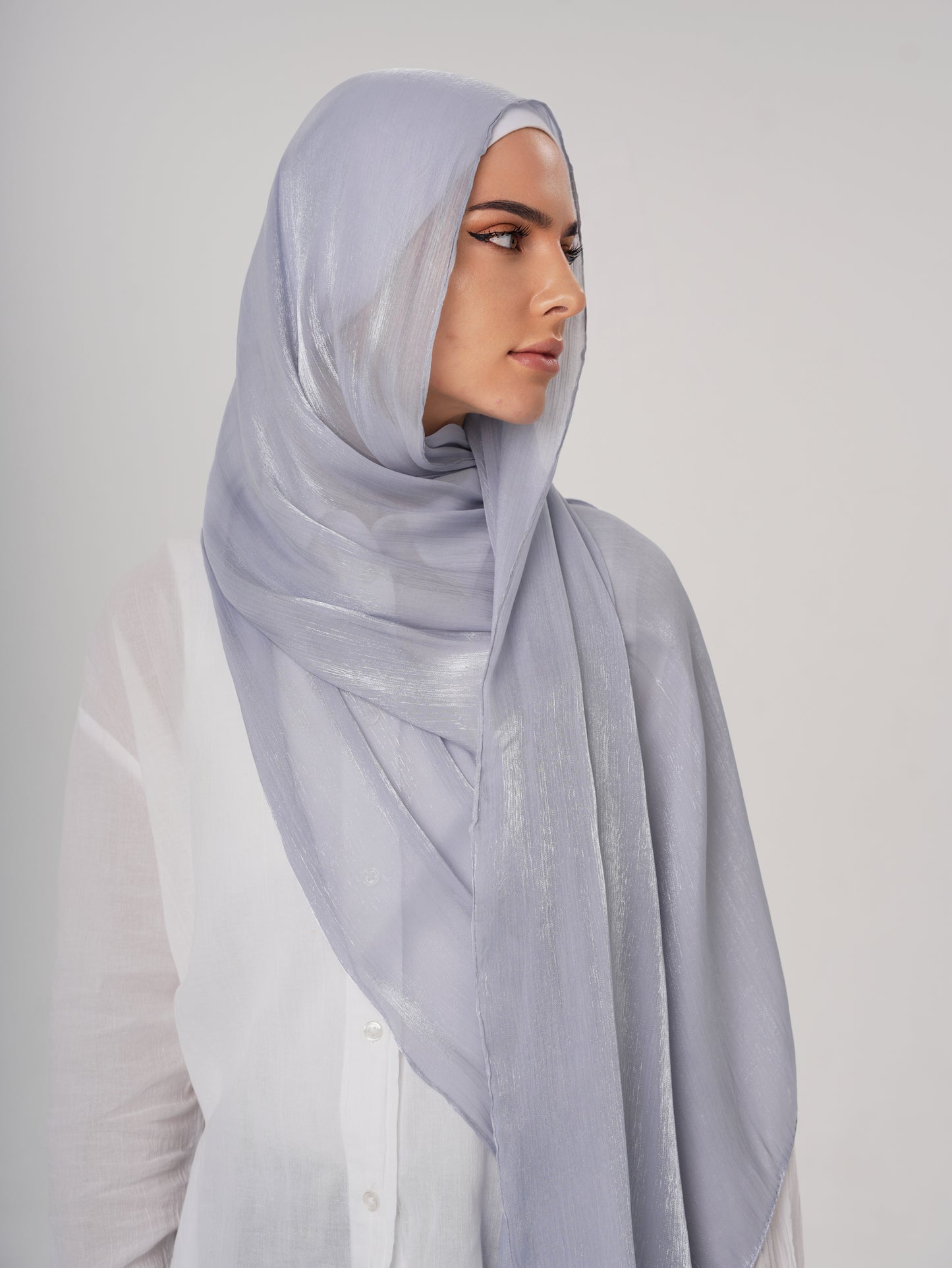 LUXURY ORGANZA SHIMMER HIJAB - ICY BLUE