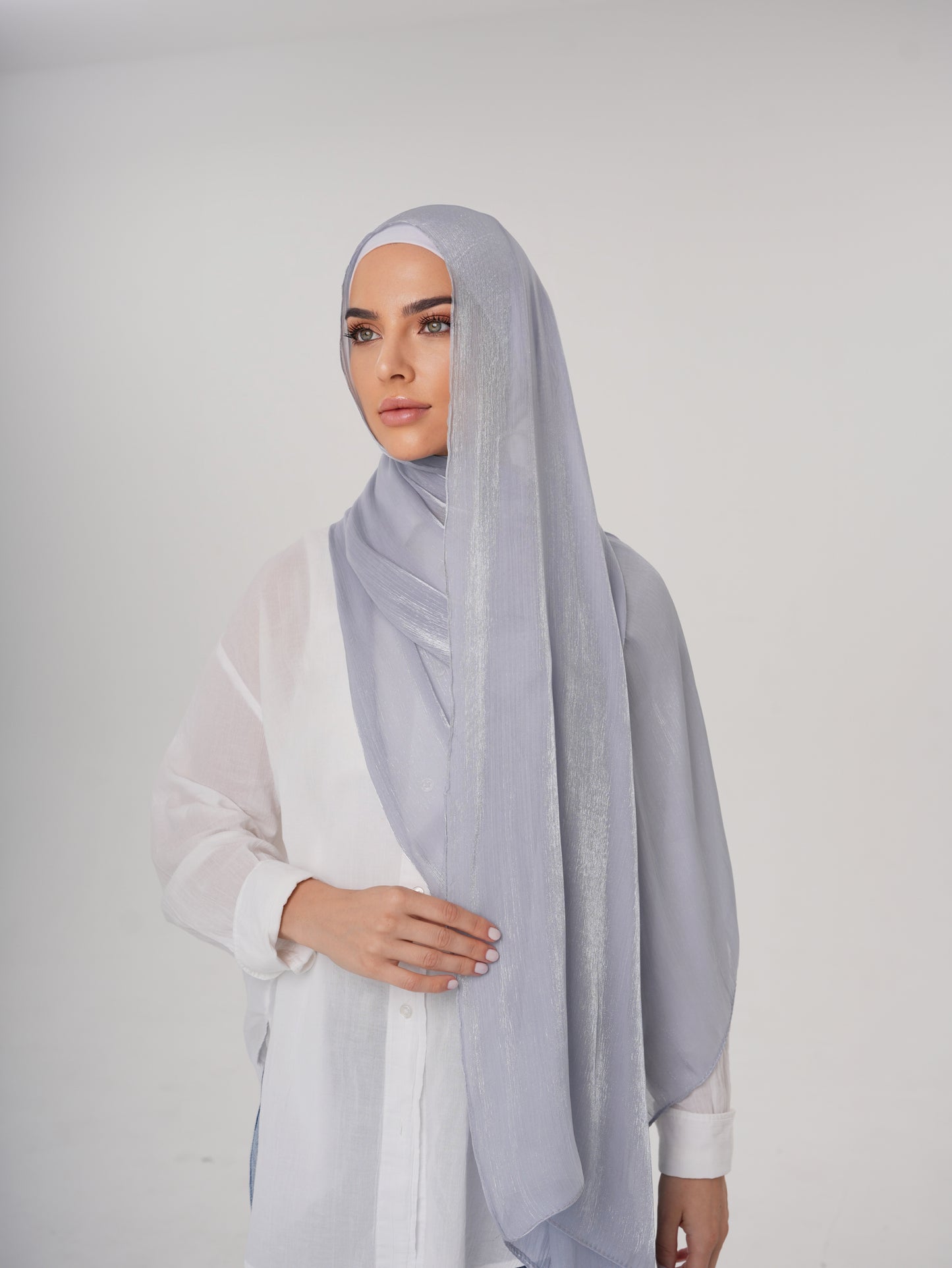 LUXURY ORGANZA SHIMMER HIJAB - ICY BLUE