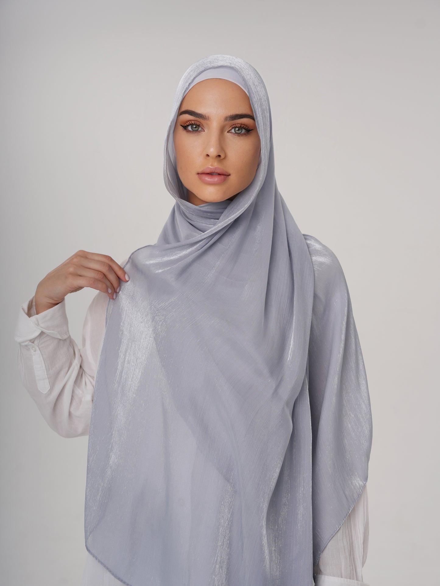 LUXURY ORGANZA SHIMMER HIJAB - ICY BLUE