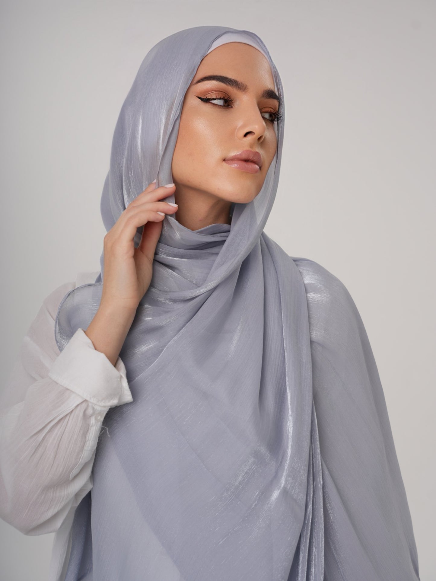 LUXURY ORGANZA SHIMMER HIJAB - ICY BLUE