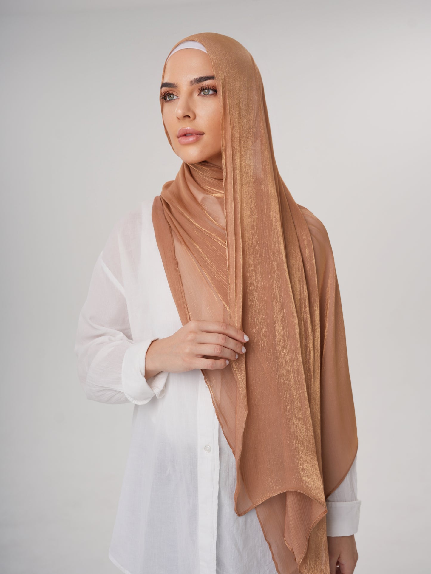 LUXURY ORGANZA SHIMMER HIJAB - CHAI
