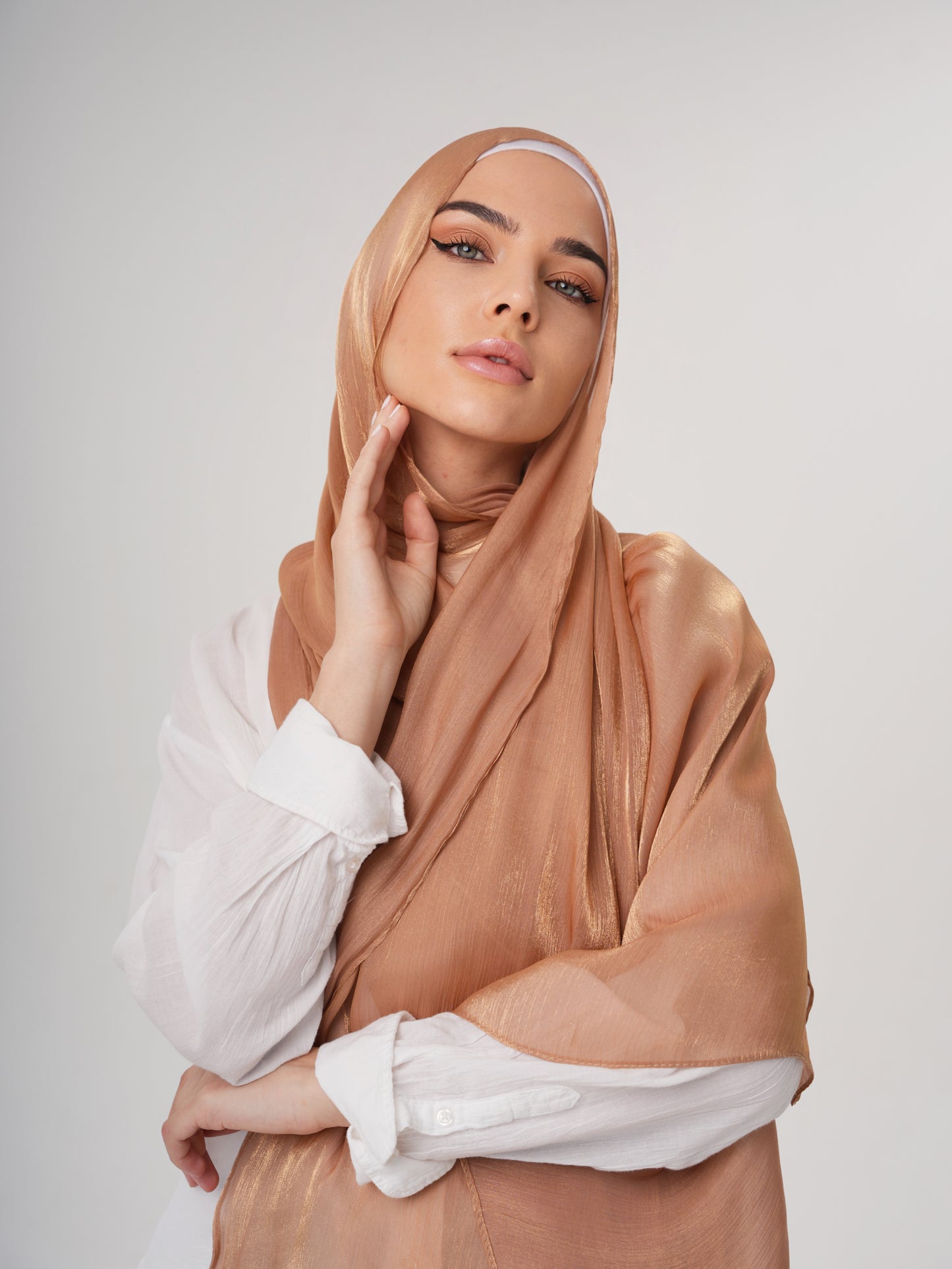 LUXURY ORGANZA SHIMMER HIJAB - CHAI