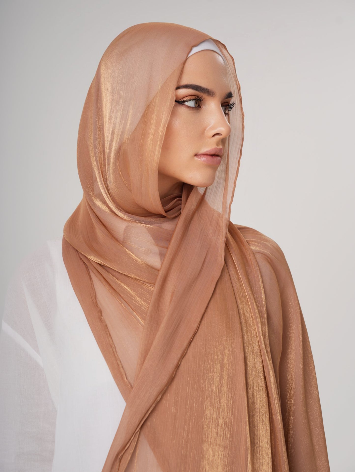 LUXURY ORGANZA SHIMMER HIJAB - CHAI