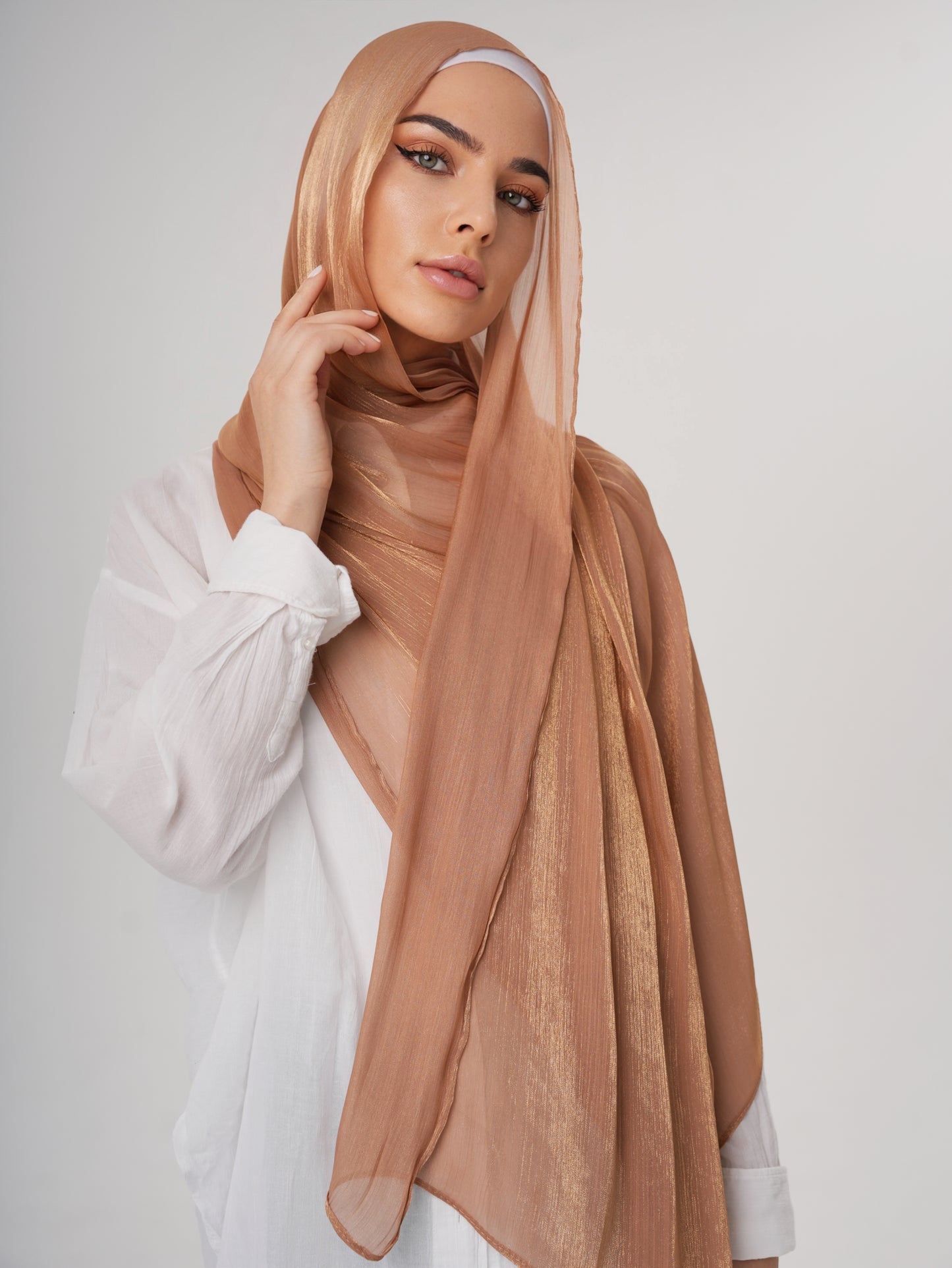 LUXURY ORGANZA SHIMMER HIJAB - CHAI