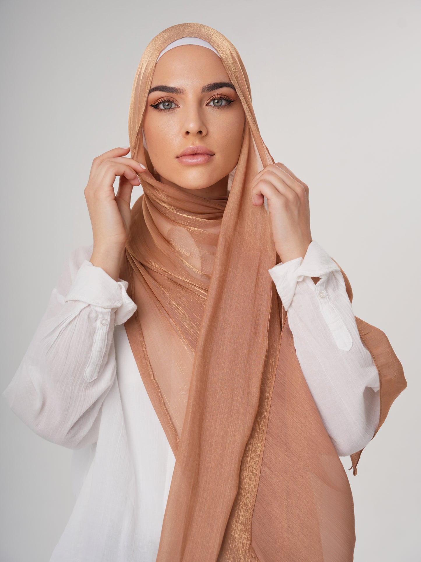 LUXURY ORGANZA SHIMMER HIJAB - CHAI