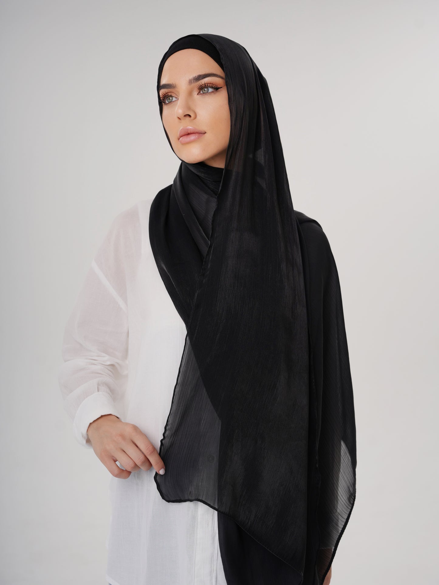 LUXURY ORGANZA SHIMMER HIJAB - BLACK