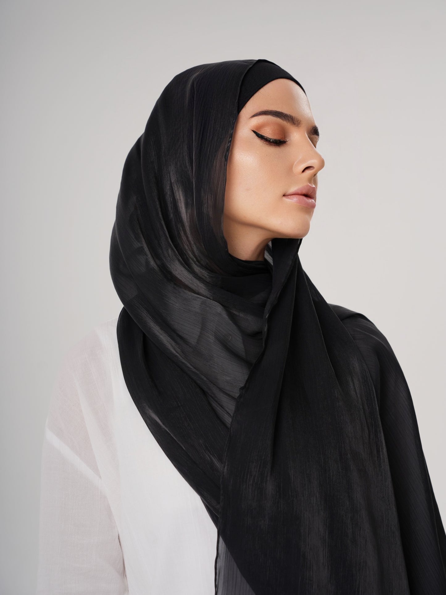 LUXURY ORGANZA SHIMMER HIJAB - BLACK