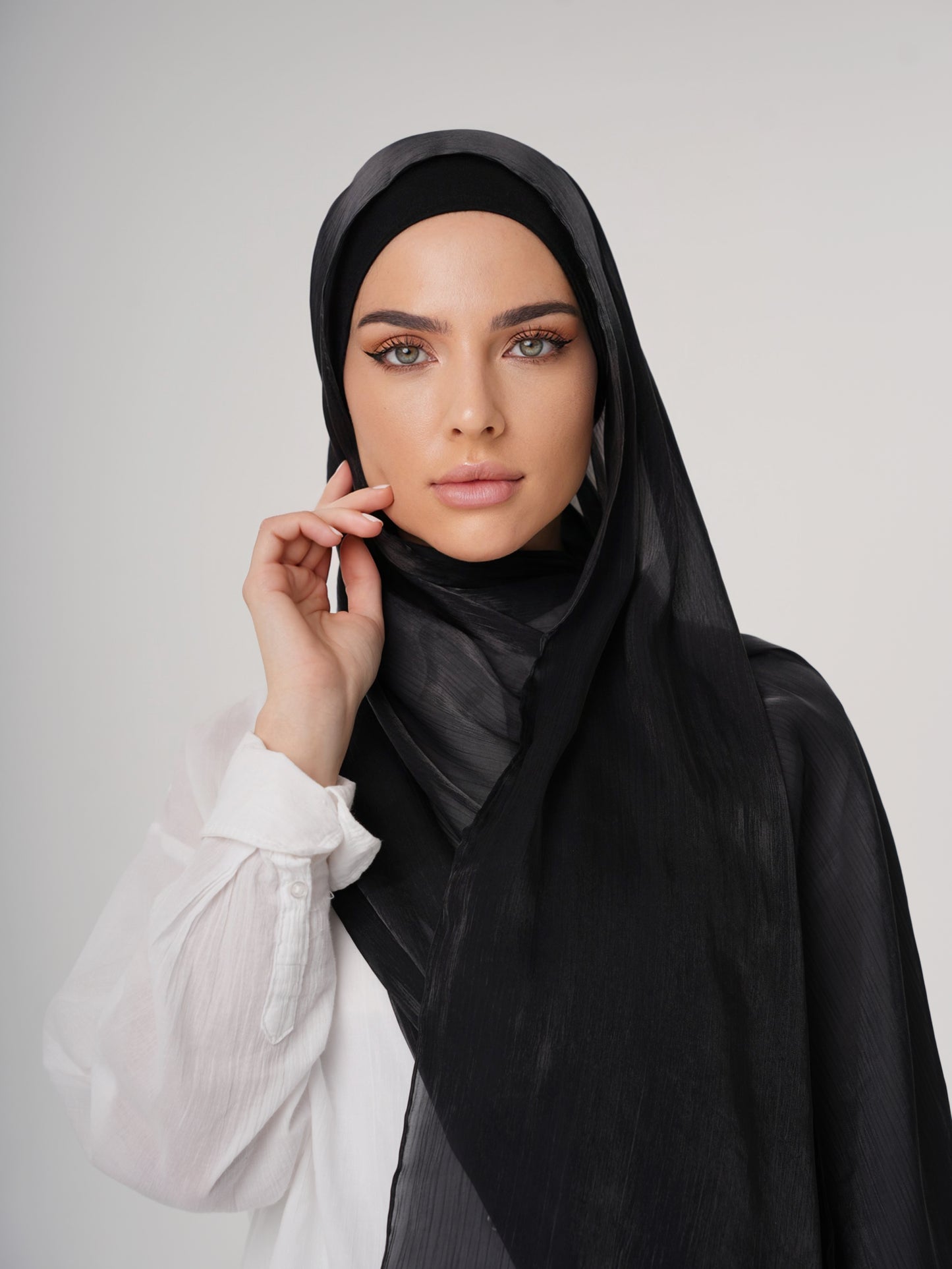LUXURY ORGANZA SHIMMER HIJAB - BLACK