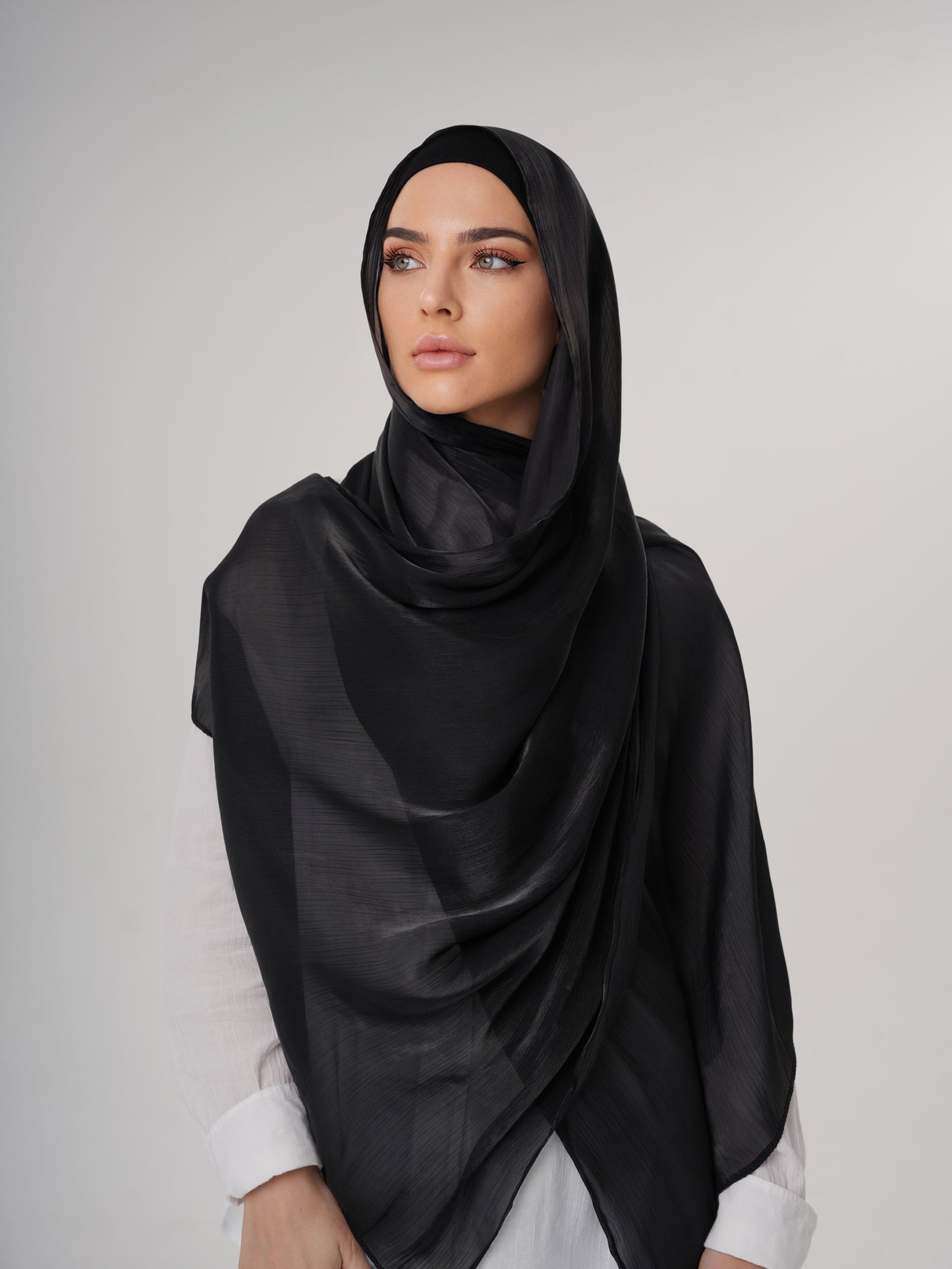 LUXURY ORGANZA SHIMMER HIJAB - BLACK