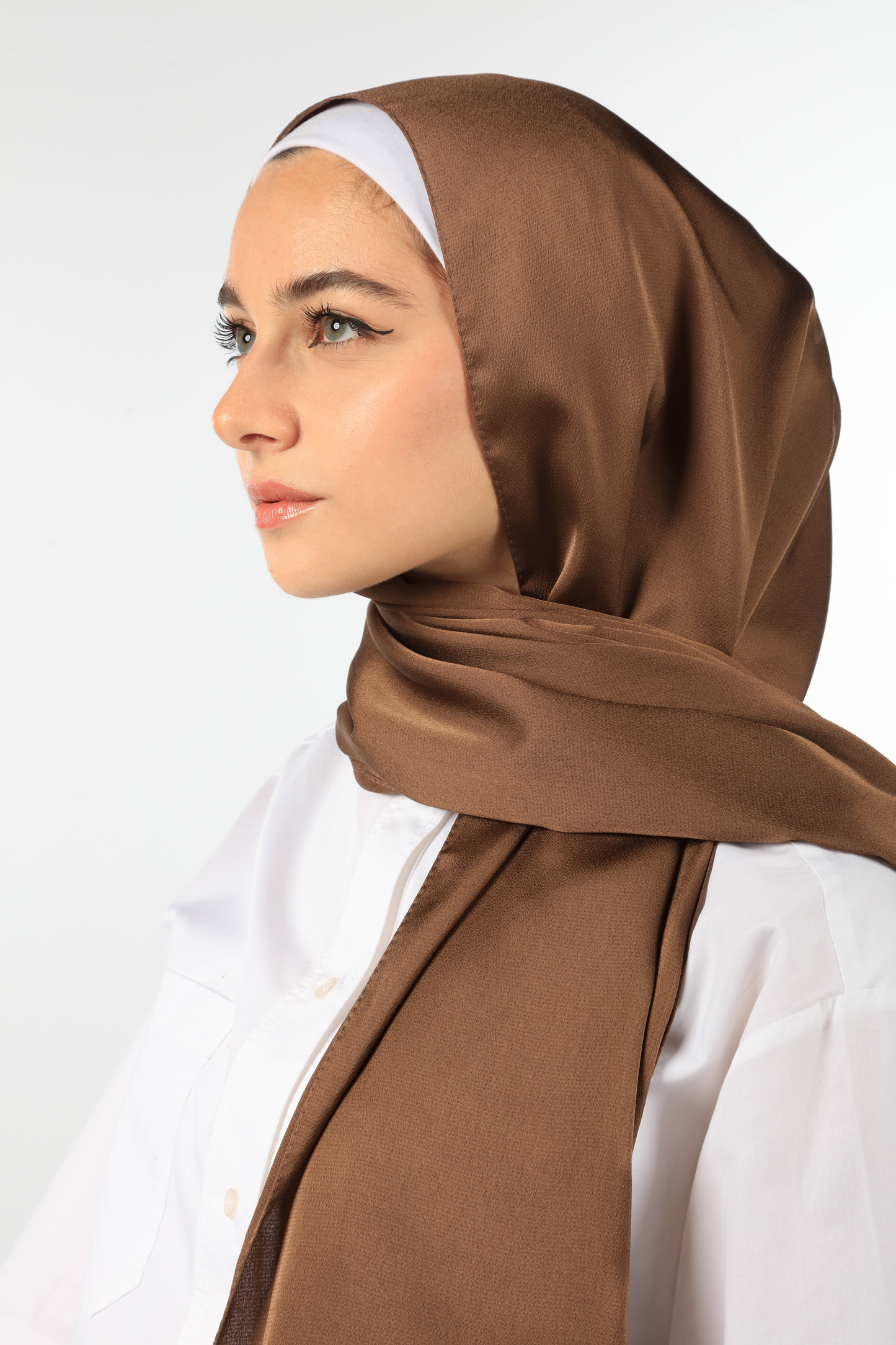 LUXE SILK SATIN HIJAB - BROWNIE