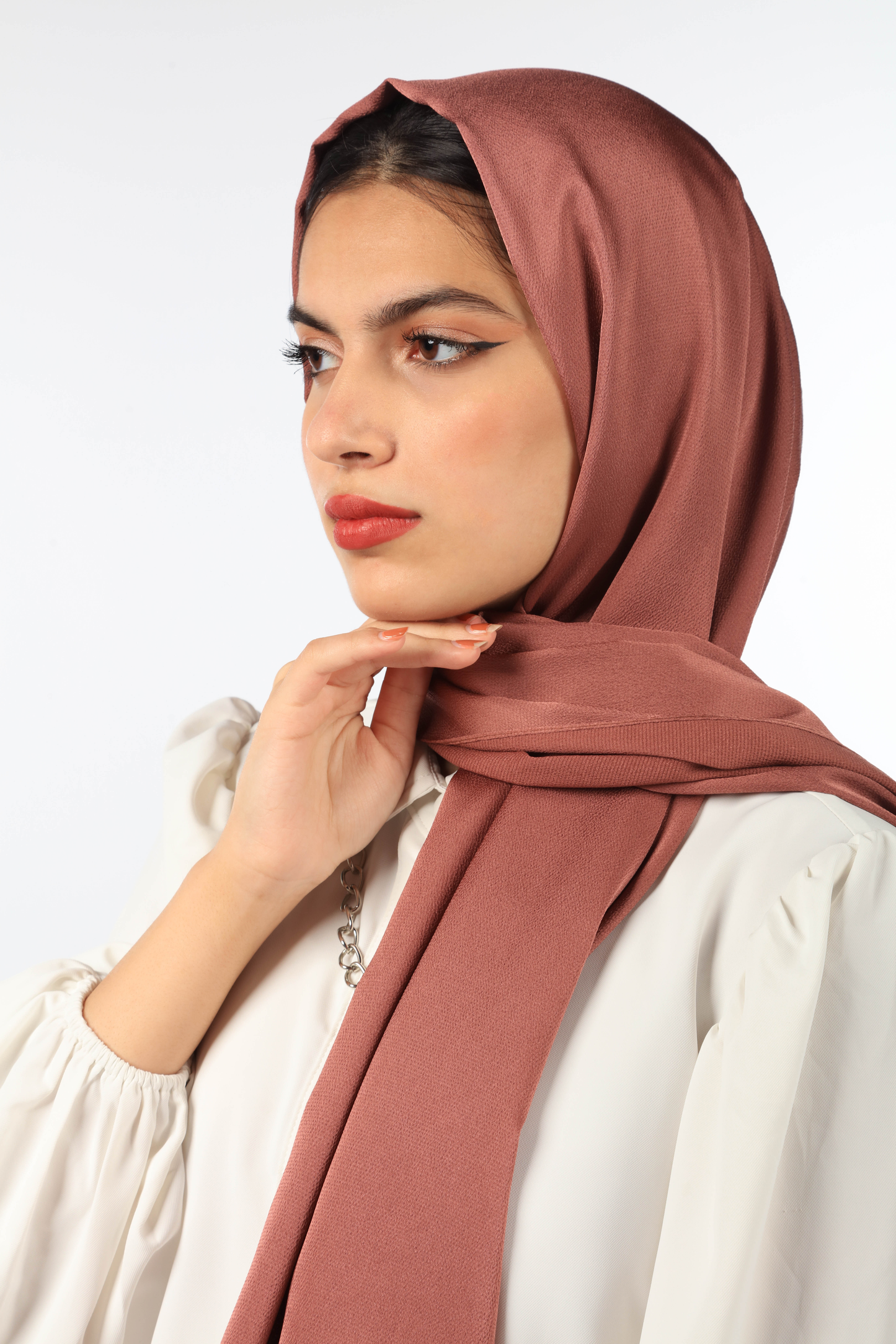 LUXE SILK SATIN HIJAB - DARK MAUVE