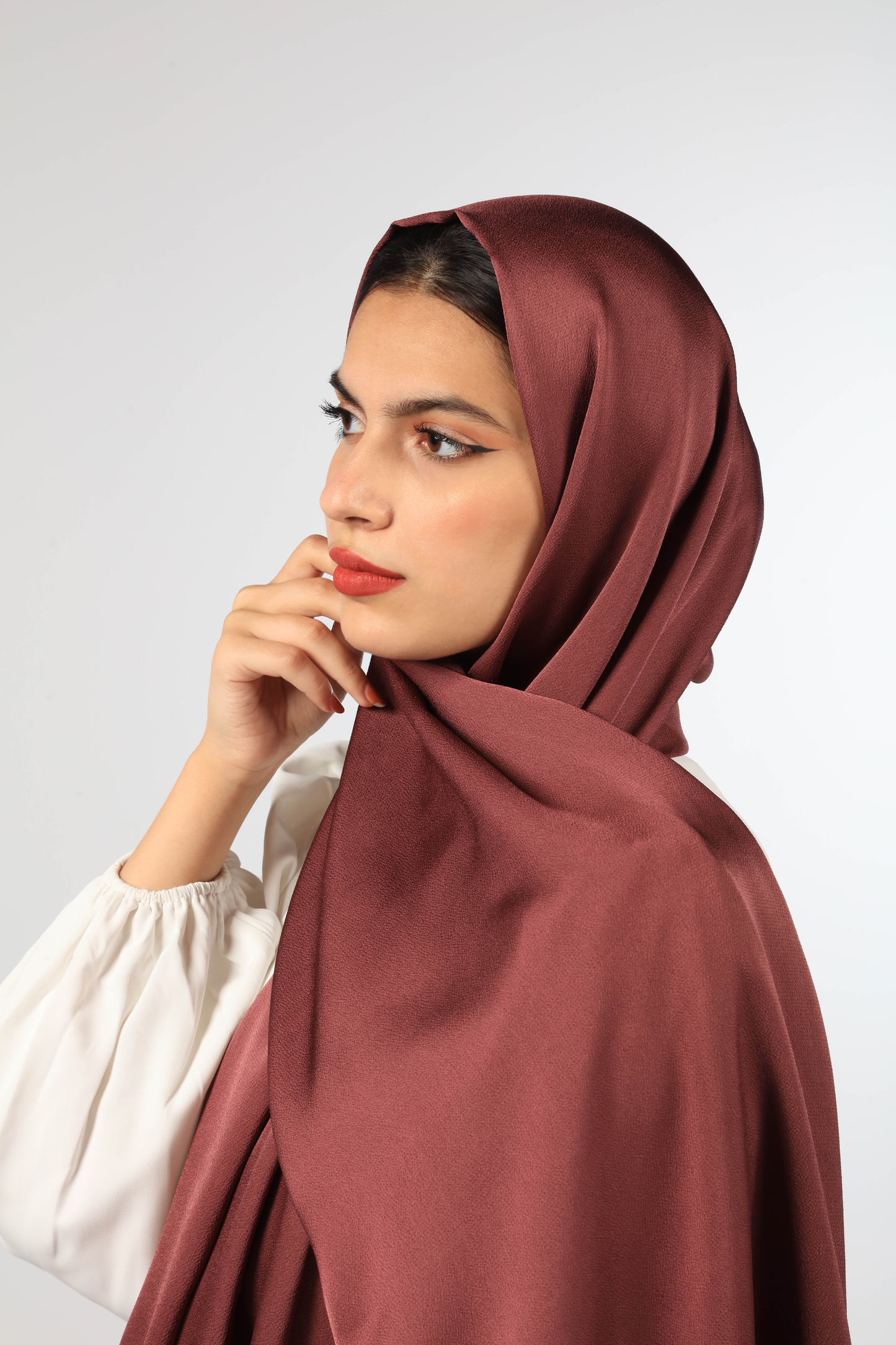 LUXE SILK SATIN HIJAB - MAHAGONY