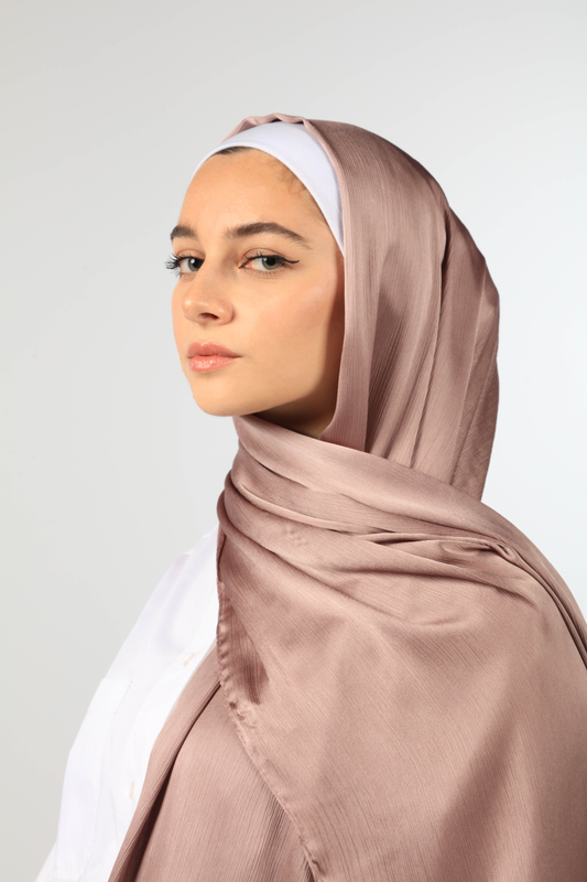 PREMIUM CRINKLED SILK SATIN HIJAB - CHOCOMILK