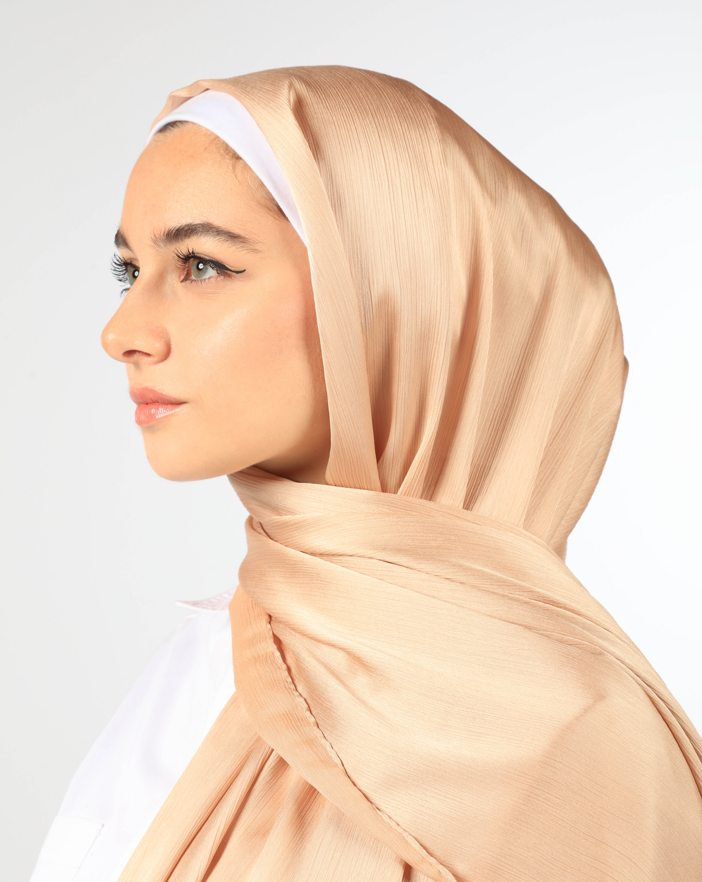 PREMIUM CRINKLED SILK SATIN HIJAB - LIGHT SALMON