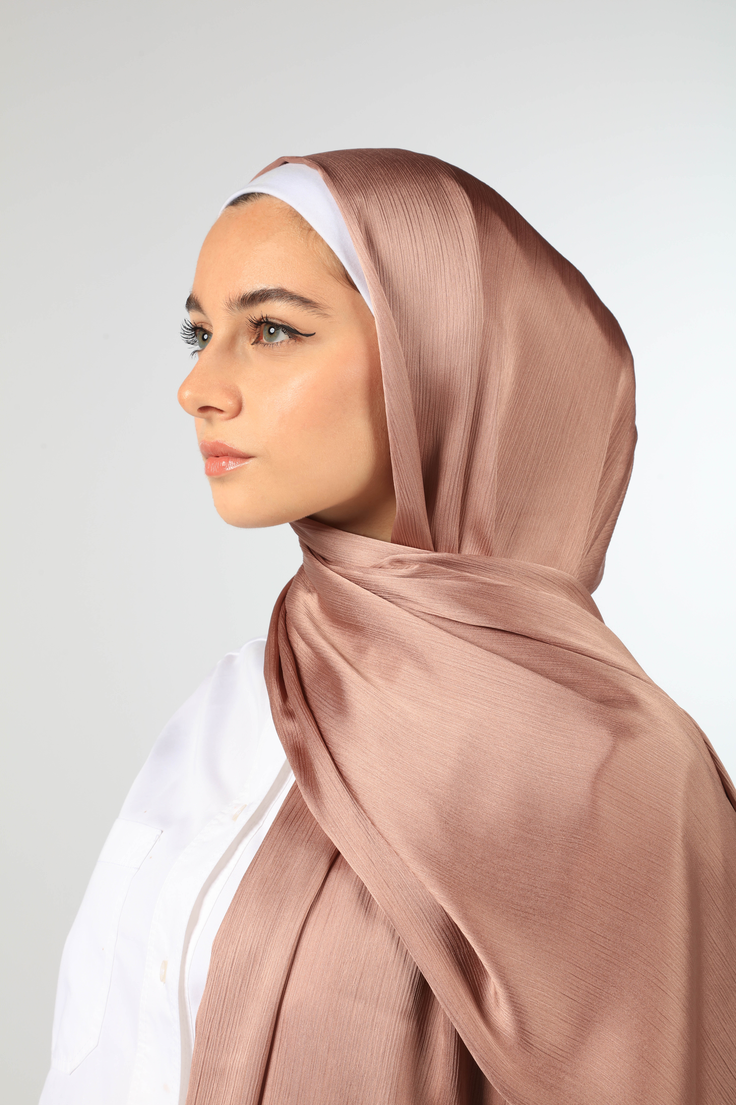 PREMIUM CRINKLED SILK SATIN HIJAB - COPPER