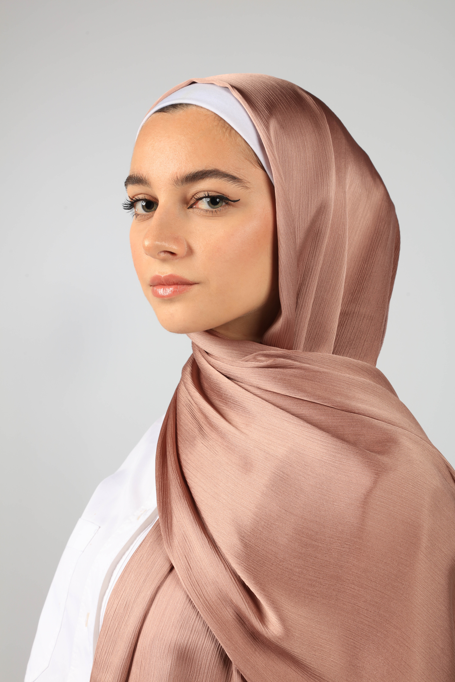 PREMIUM CRINKLED SILK SATIN HIJAB - COPPER