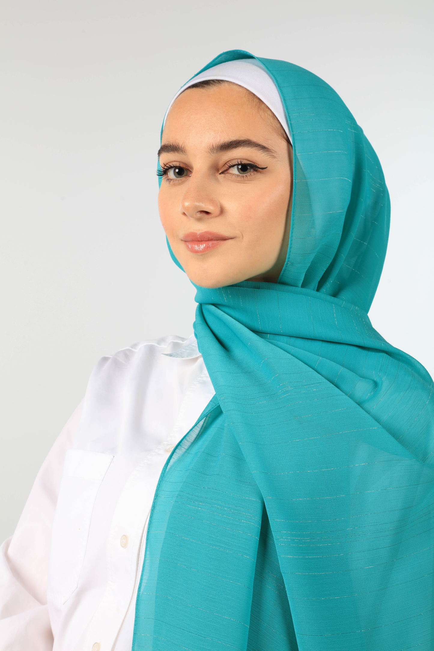 SHIMMER GEORGETTE HIJAB - TURQUOISE