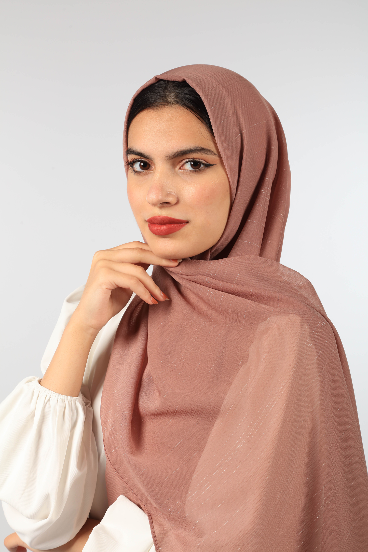 SHIMMER GEORGETTE HIJAB - DUSTY ROSE