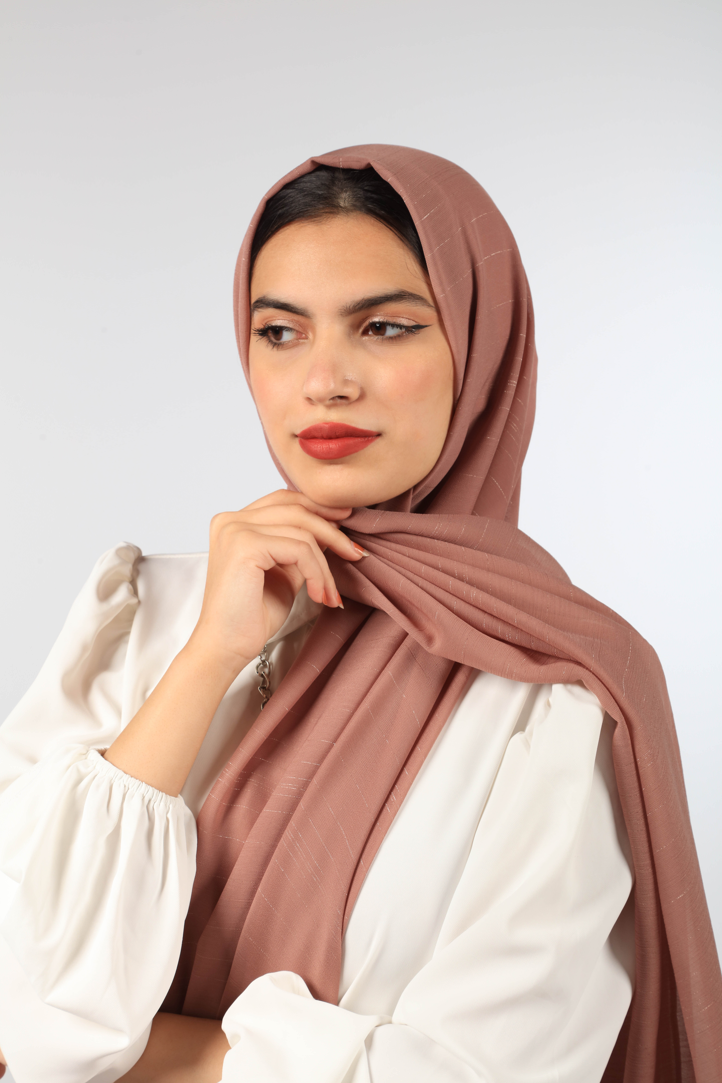 SHIMMER GEORGETTE HIJAB - DUSTY ROSE