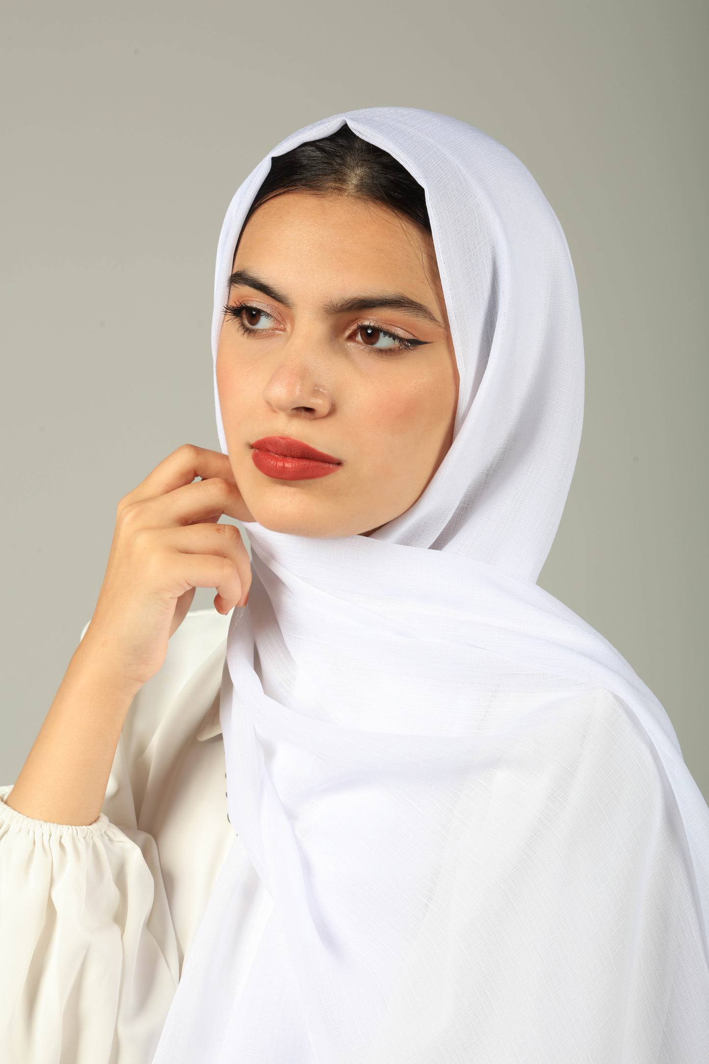 VOILE COTTON HIJAB - MOON WHITE
