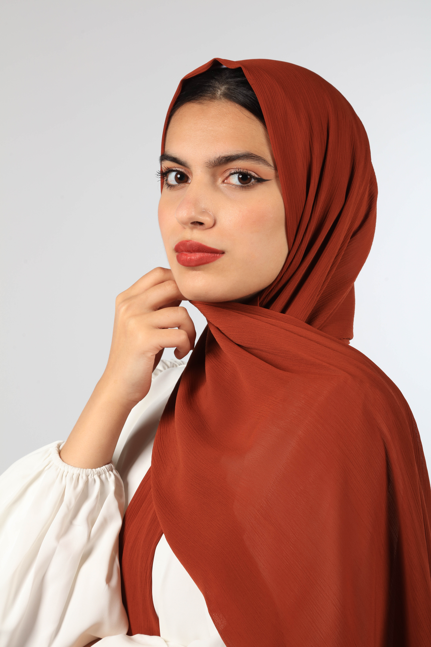 CRINKLE CHIFFON HIJAB - BRICKY