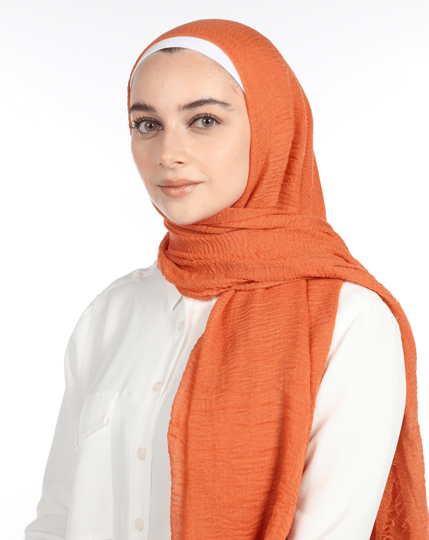 CRINKLE COTTON HIJAB - CARROT