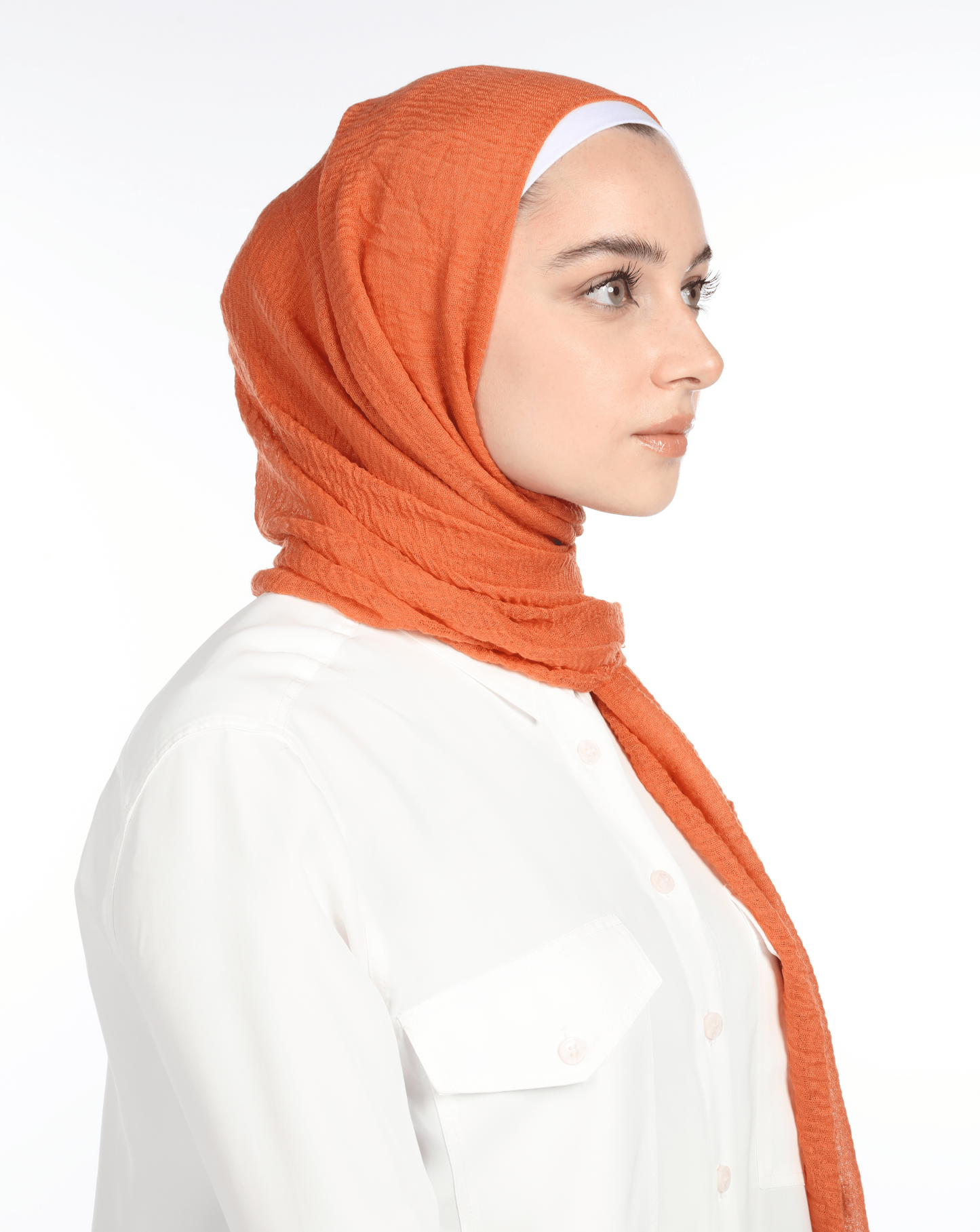 CRINKLE COTTON HIJAB - CARROT