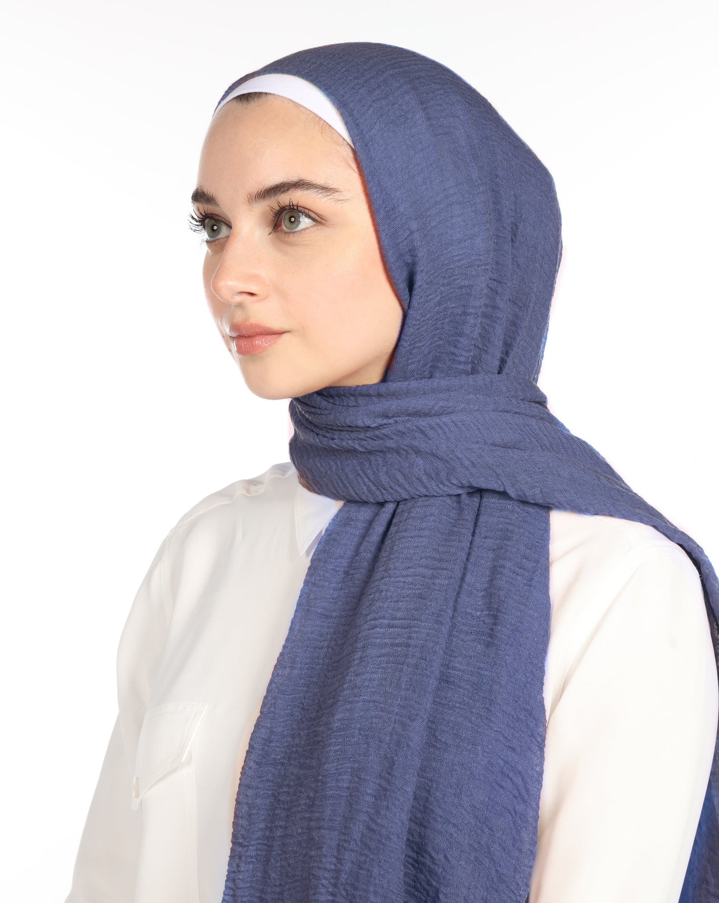 CRINKLE COTTON HIJAB - SPACE BLUE