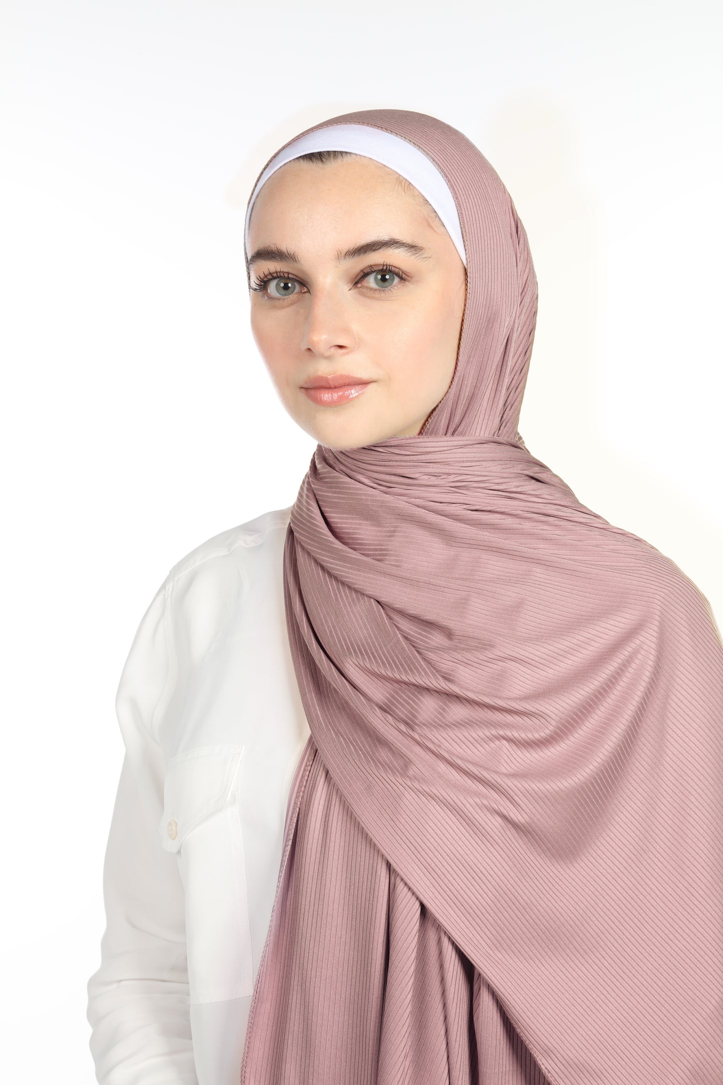 RIBBED JERSEY HIJAB - NUDE BLUSH