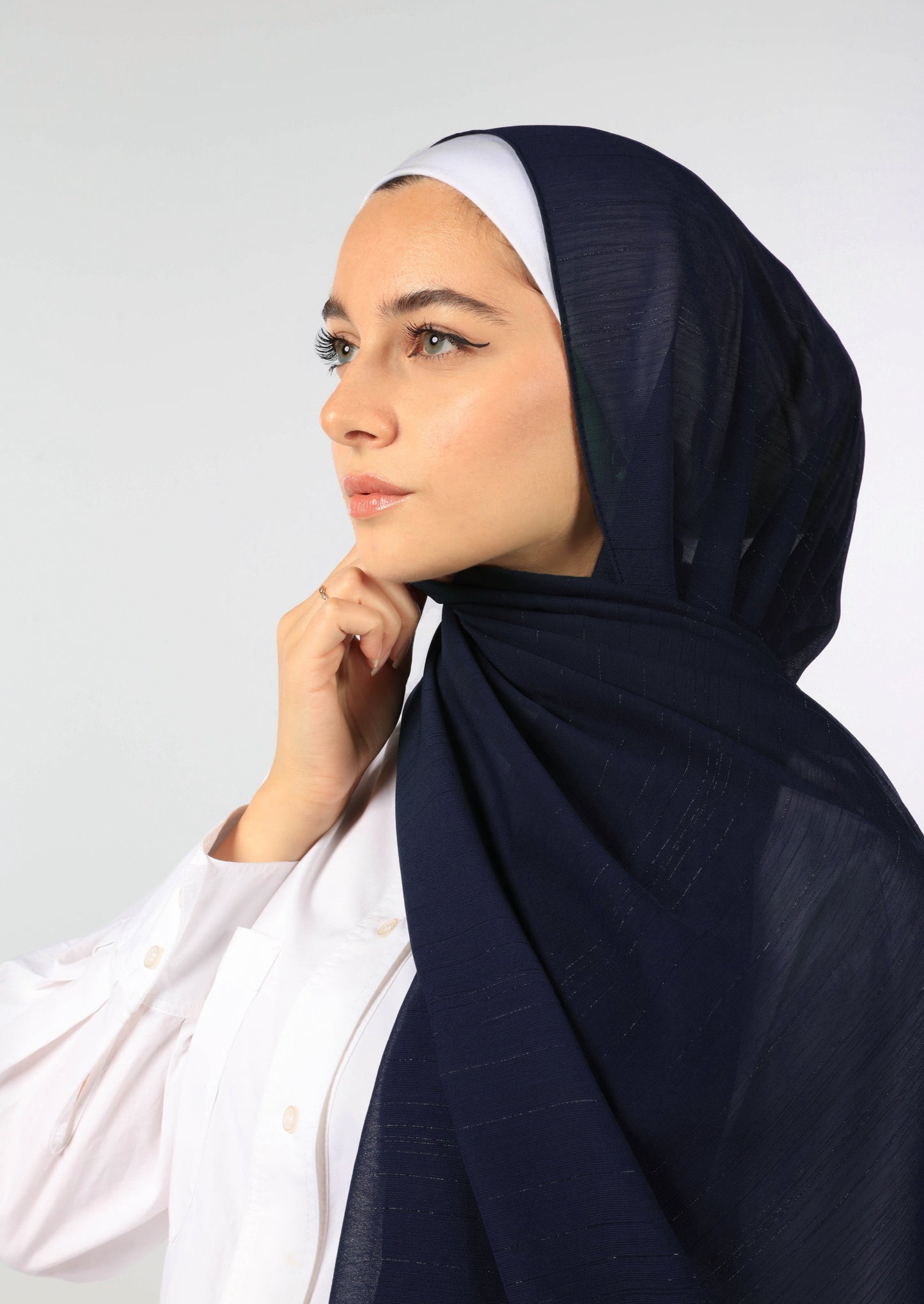 SHIMMER GEORGETTE HIJAB - NAVY BLUE