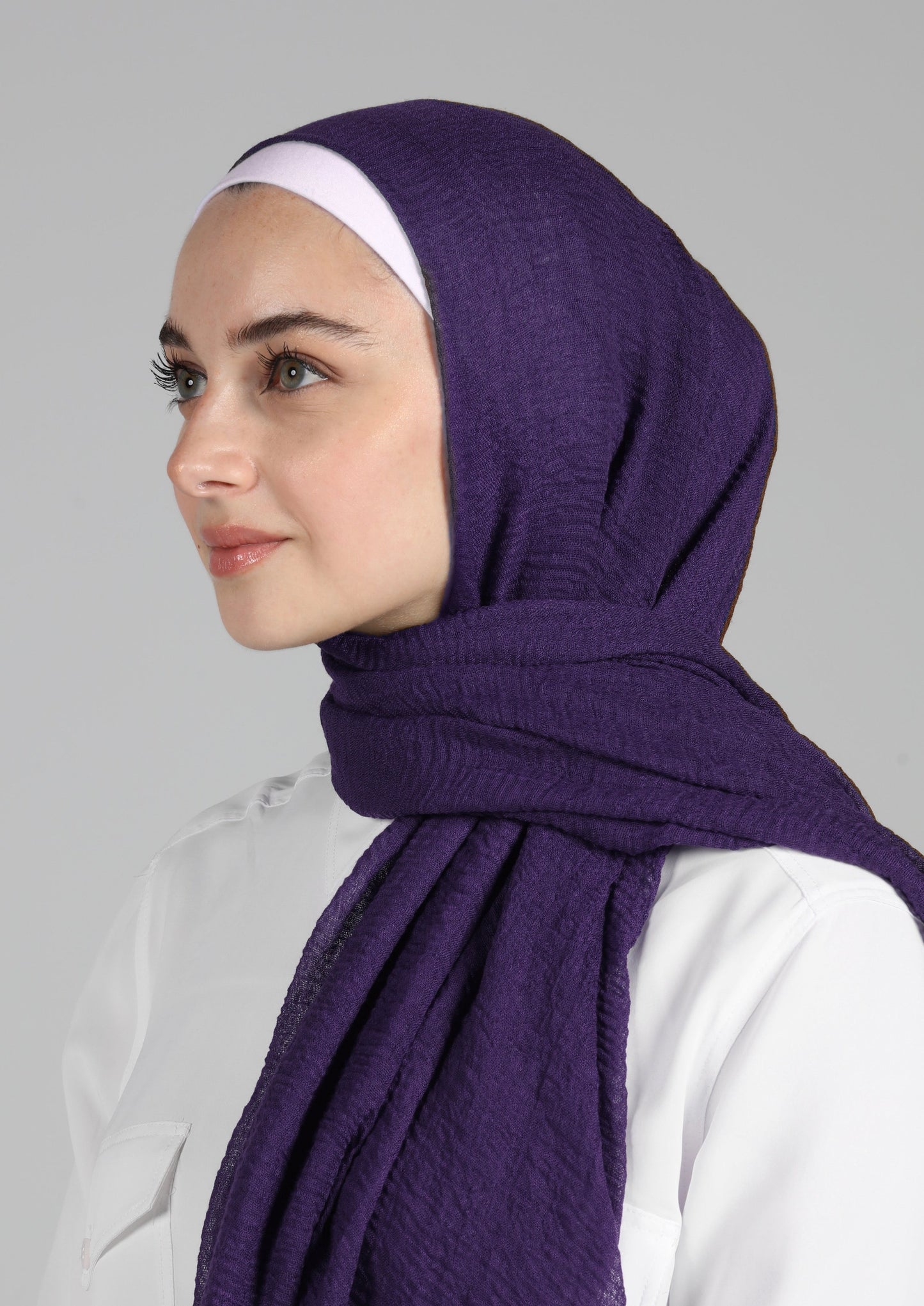 CRINKLE COTTON HIJAB - EGGPLANT