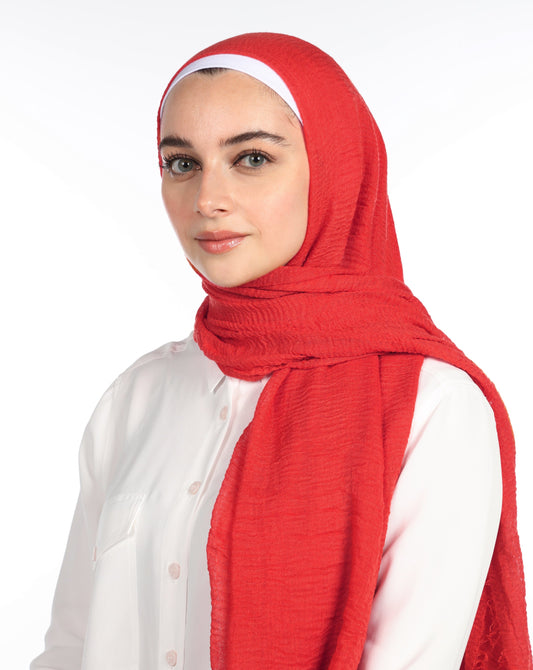 CRINKLE COTTON HIJAB - RED